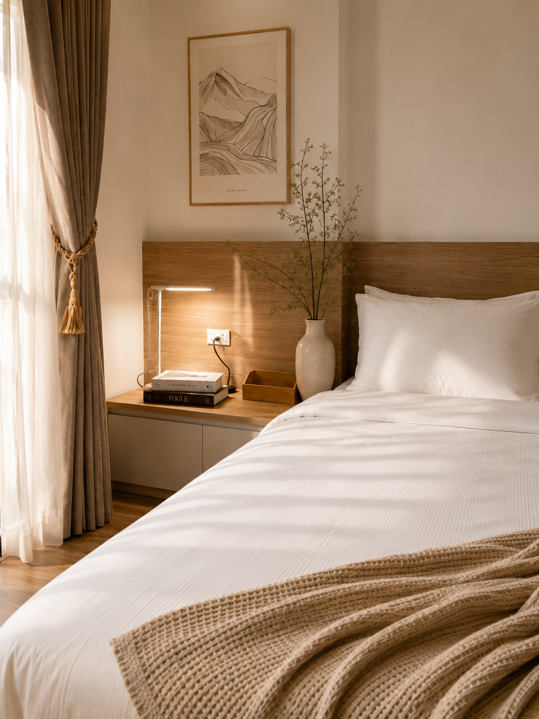 Phòng ngủ đón nắng tại Hanoi Apartment Đội Cấn